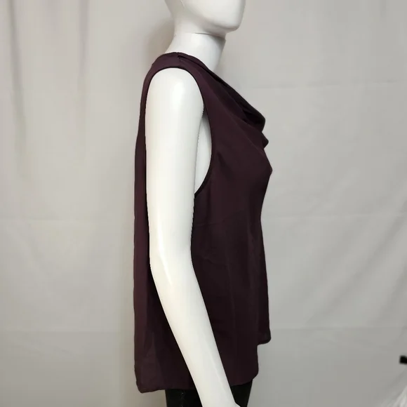 NWT Express Draped Neck Sleeveless Blouse - Deep Plum | Size M - Picture 2 of 8